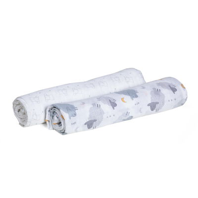 Swaddles Set 2Pcs Bear & Grey Sheep